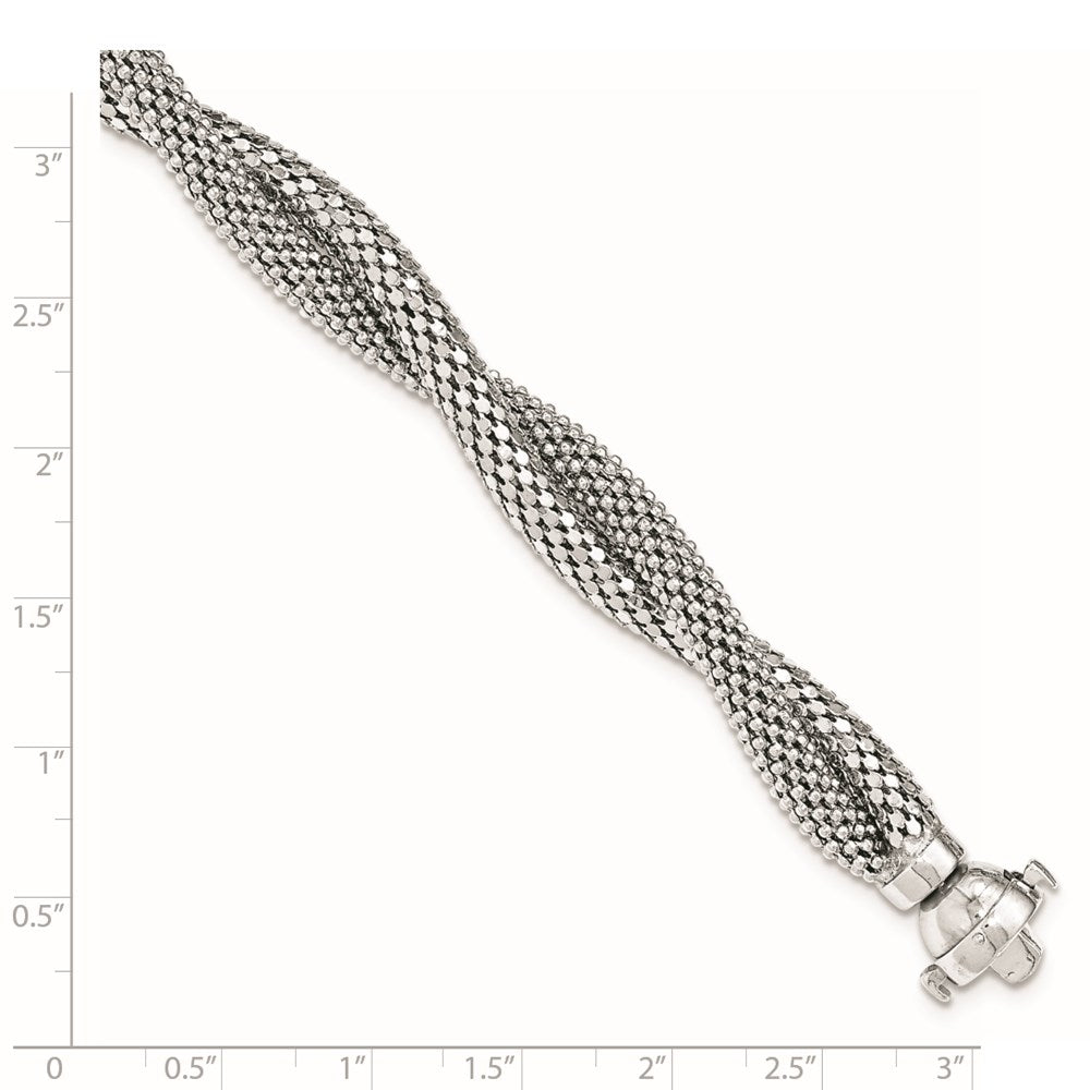 7.5 Zoll Sterlingsilber Gedreht Netz Armband