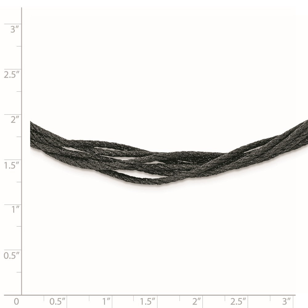Sterlingsilber Schwarz Rhodium Draht Netz mit 2 Zoll Verlängerung Halskette