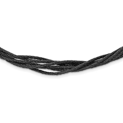 Sterlingsilber Schwarz Rhodium Draht Netz mit 2 Zoll Verlängerung Halskette
