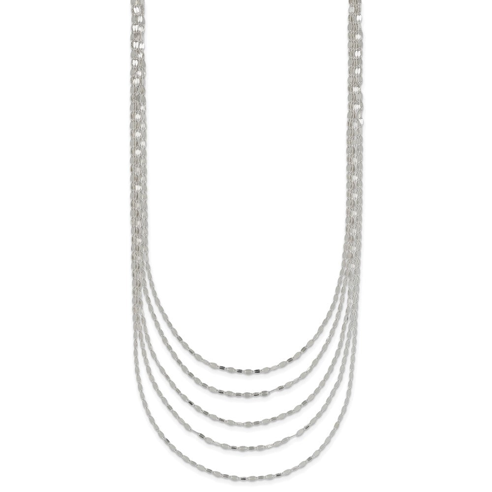 Sterlingsilber 5 Strang Fantasie Flach Glieder Halskette