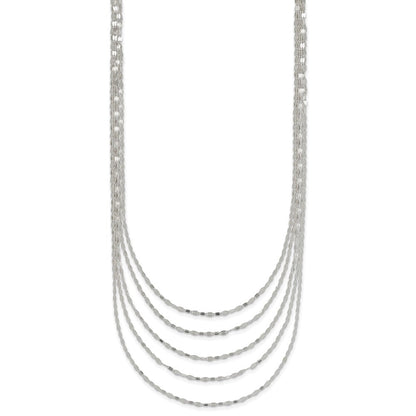 Sterlingsilber 5 Strang Fantasie Flach Glieder Halskette