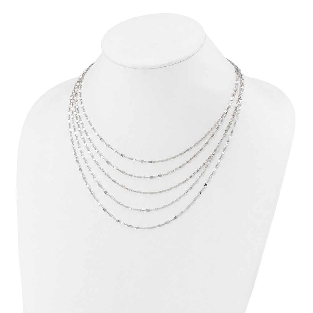 Sterlingsilber 5 Strang Fantasie Flach Glieder Halskette