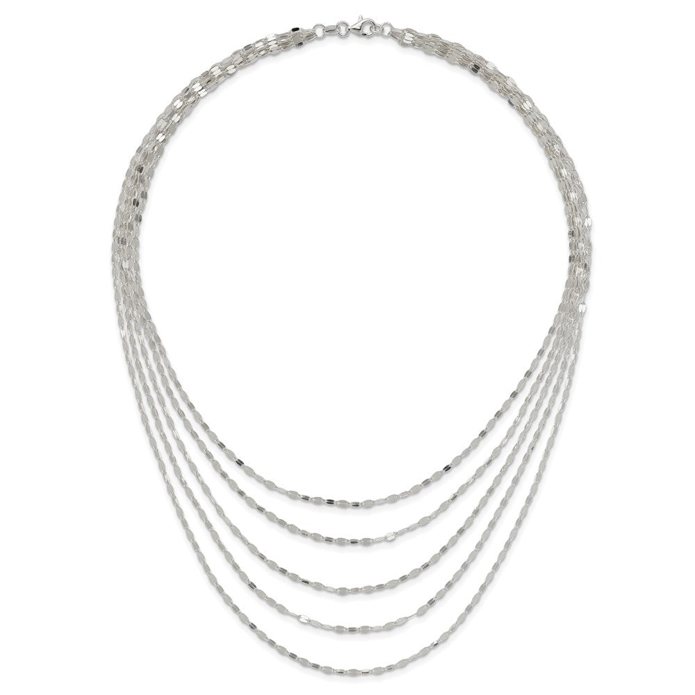 Sterlingsilber 5 Strang Fantasie Flach Glieder Halskette