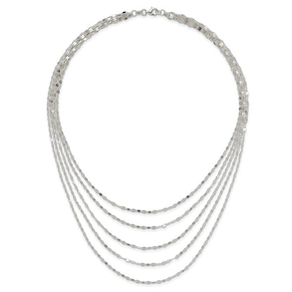 Sterlingsilber 5 Strang Fantasie Flach Glieder Halskette