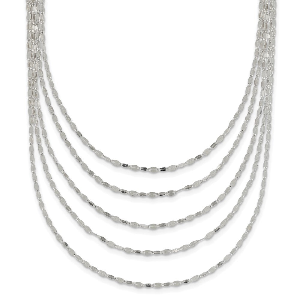 Sterlingsilber 5 Strang Fantasie Flach Glieder Halskette