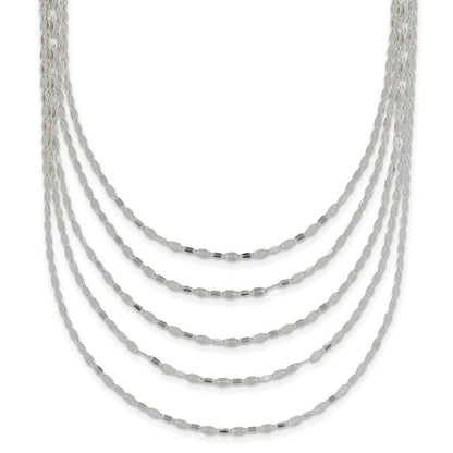 Sterlingsilber 5 Strang Fantasie Flach Glieder Halskette