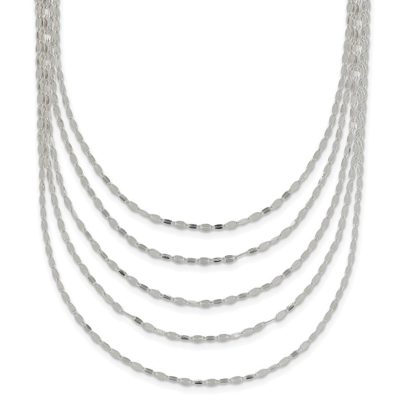 Sterlingsilber 5 Strang Fantasie Flach Glieder Halskette