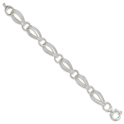 8 Zoll Sterlingsilber Poliert und Strukturiert Glieder Armband