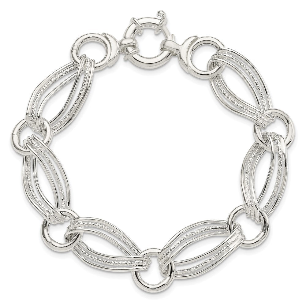 8 Zoll Sterlingsilber Poliert und Strukturiert Glieder Armband