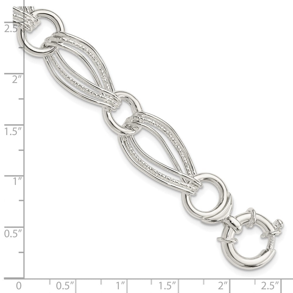 8 Zoll Sterlingsilber Poliert und Strukturiert Glieder Armband