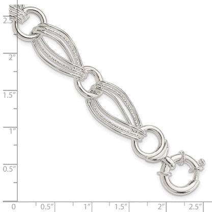 8 Zoll Sterlingsilber Poliert und Strukturiert Glieder Armband