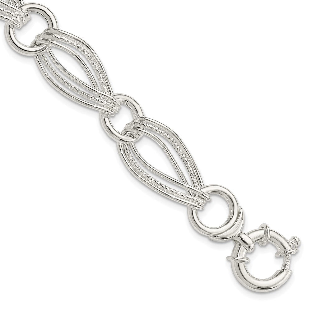 8 Zoll Sterlingsilber Poliert und Strukturiert Glieder Armband