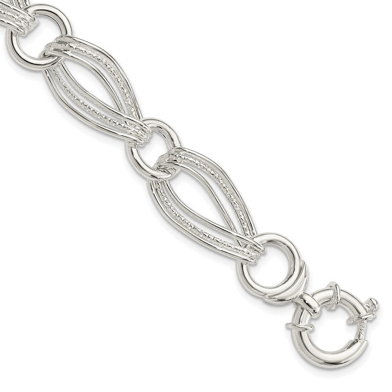 8 Zoll Sterlingsilber Poliert und Strukturiert Glieder Armband