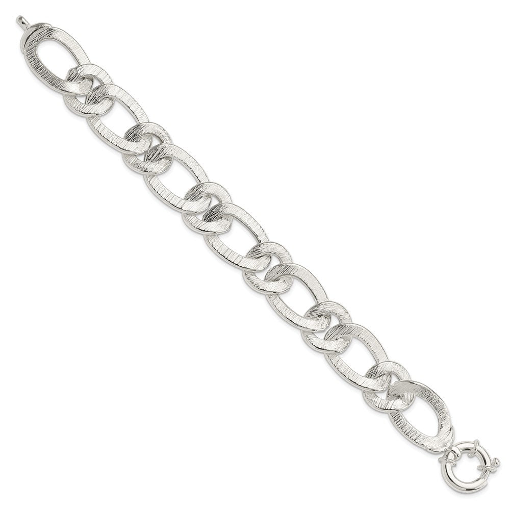 Sterlingsilber Poliert und Strukturiert Glieder Armband