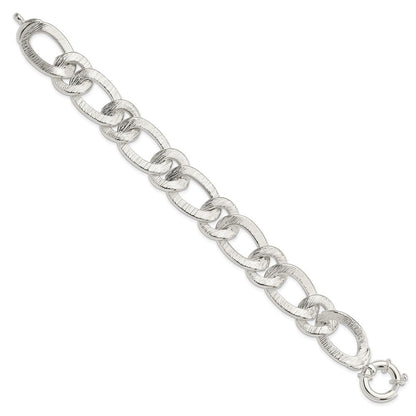 Sterlingsilber Poliert und Strukturiert Glieder Armband