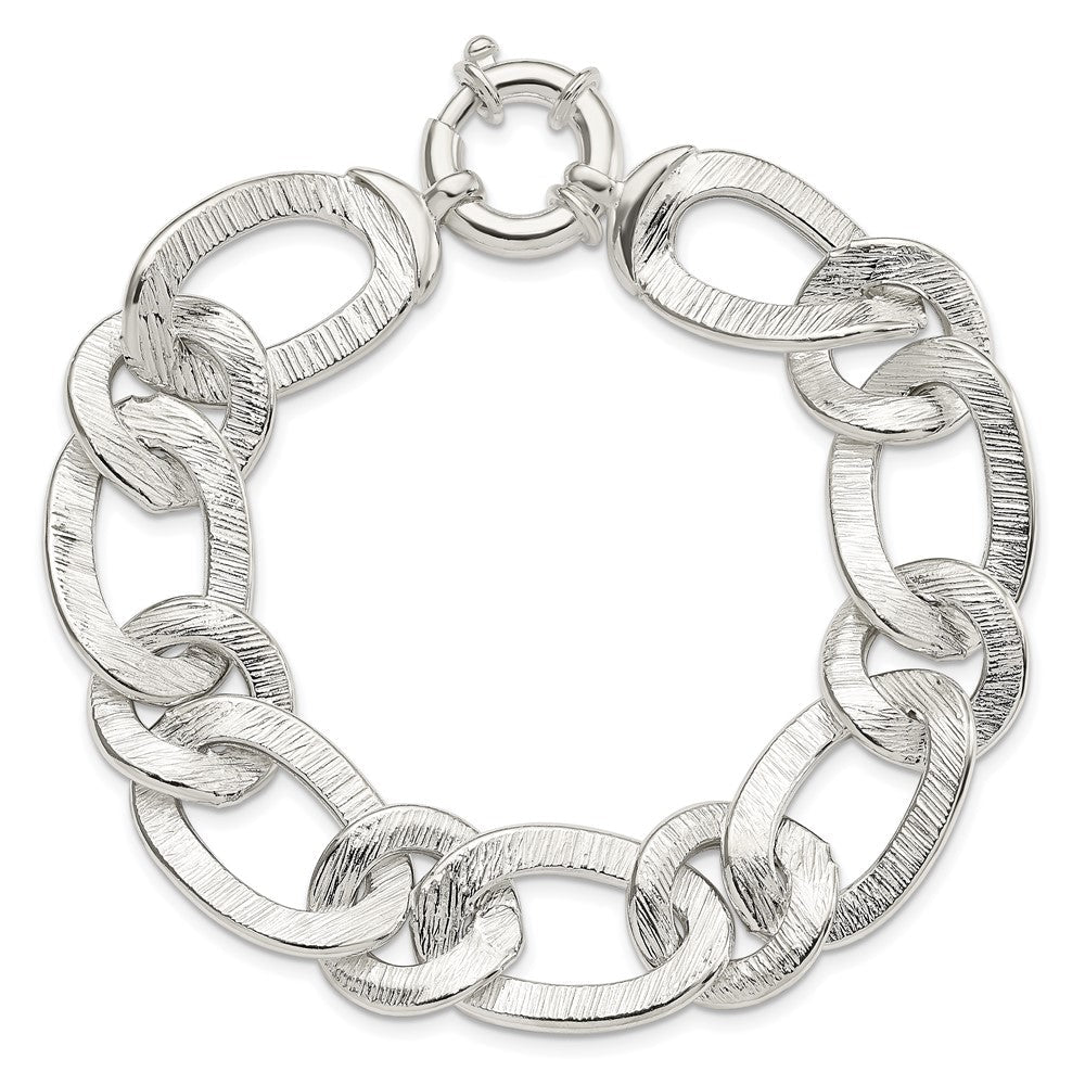 Sterlingsilber Poliert und Strukturiert Glieder Armband