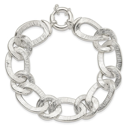 Sterlingsilber Poliert und Strukturiert Glieder Armband
