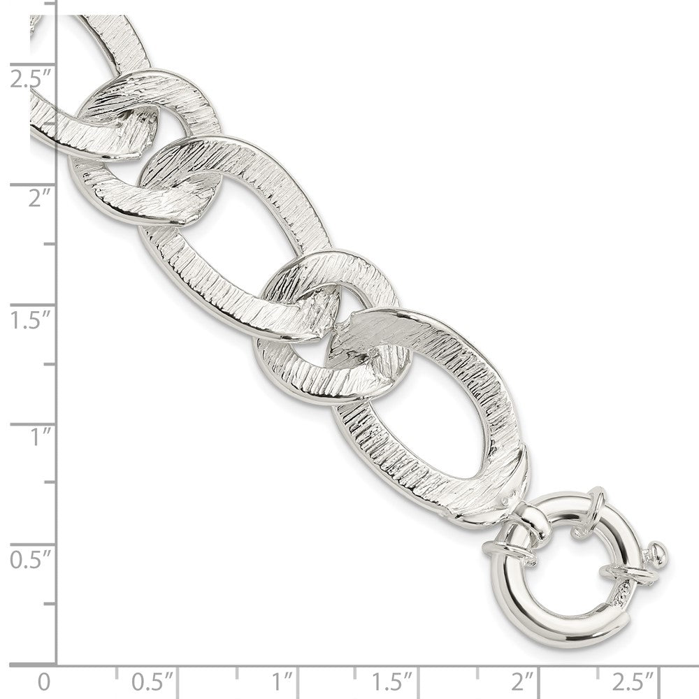 Sterlingsilber Poliert und Strukturiert Glieder Armband