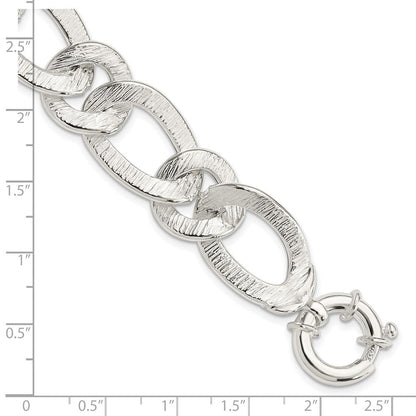 Sterlingsilber Poliert und Strukturiert Glieder Armband