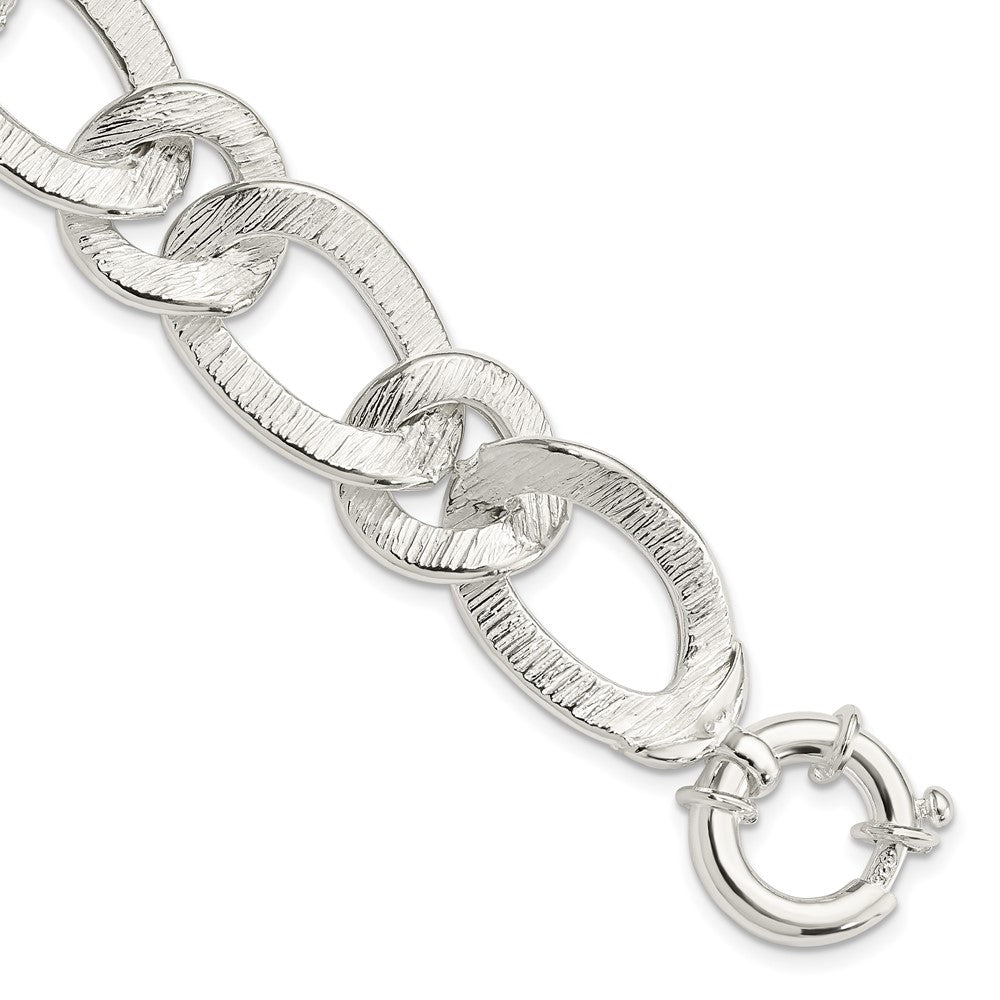 Sterlingsilber Poliert und Strukturiert Glieder Armband