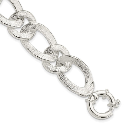 Sterlingsilber Poliert und Strukturiert Glieder Armband