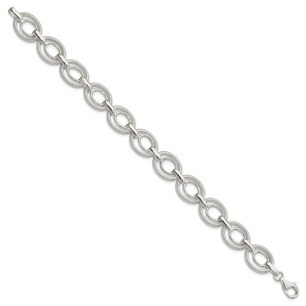 8 Zoll Sterlingsilber Poliert und Strukturiert Glieder Armband