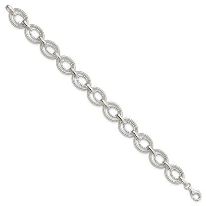 8 Zoll Sterlingsilber Poliert und Strukturiert Glieder Armband