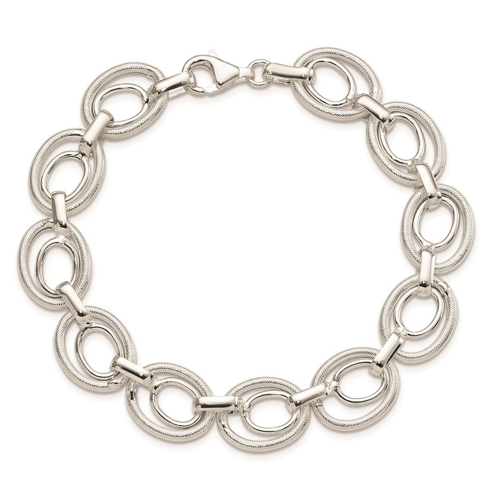 8 Zoll Sterlingsilber Poliert und Strukturiert Glieder Armband