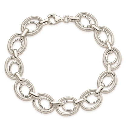 8 Zoll Sterlingsilber Poliert und Strukturiert Glieder Armband