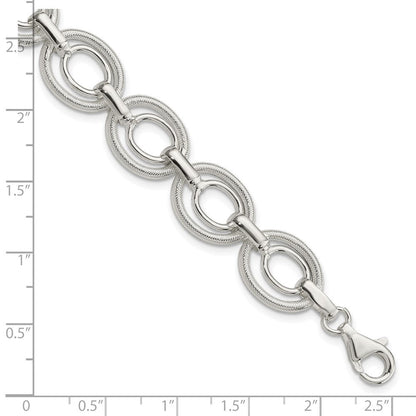 8 Zoll Sterlingsilber Poliert und Strukturiert Glieder Armband
