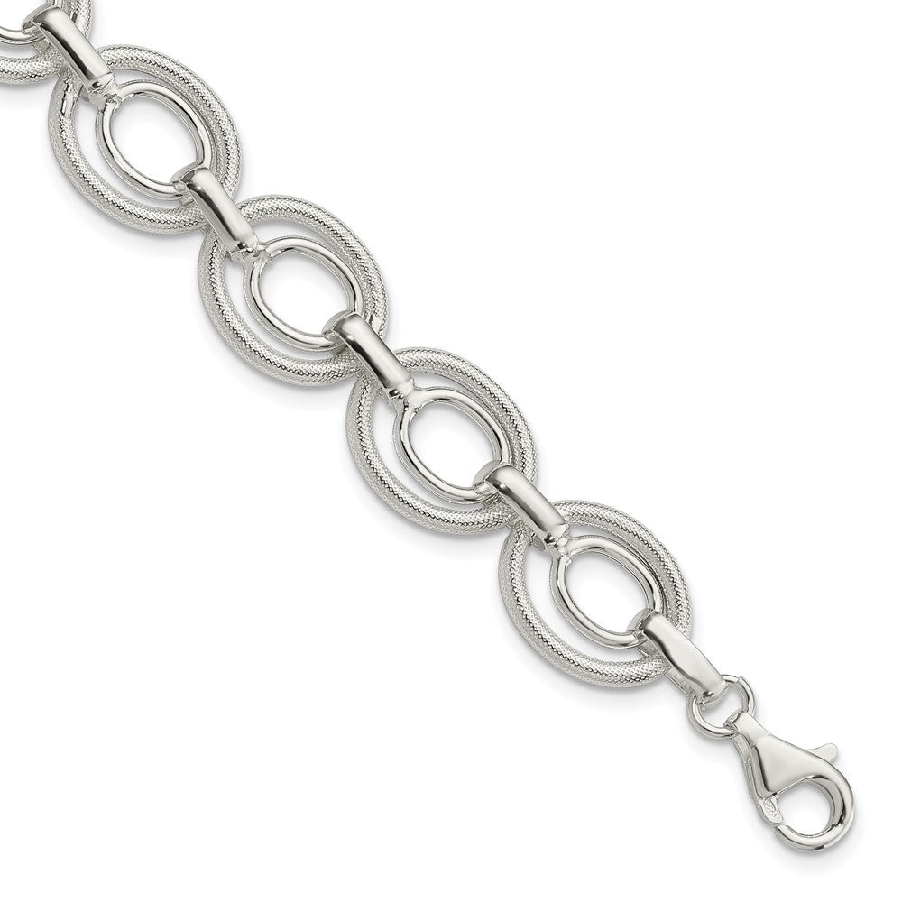 8 Zoll Sterlingsilber Poliert und Strukturiert Glieder Armband
