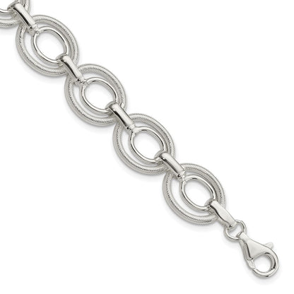 8 Zoll Sterlingsilber Poliert und Strukturiert Glieder Armband
