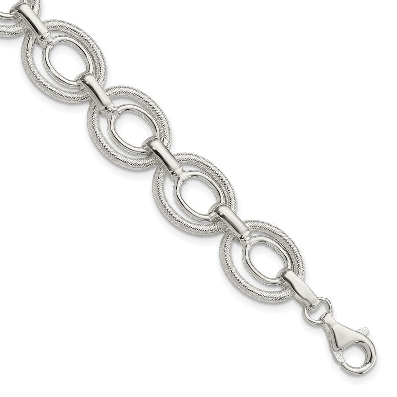 8 Zoll Sterlingsilber Poliert und Strukturiert Glieder Armband
