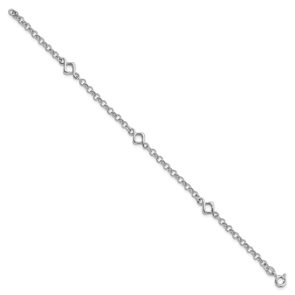 7.5 Zoll Sterlingsilber Rhodiniert Fantasie Armband