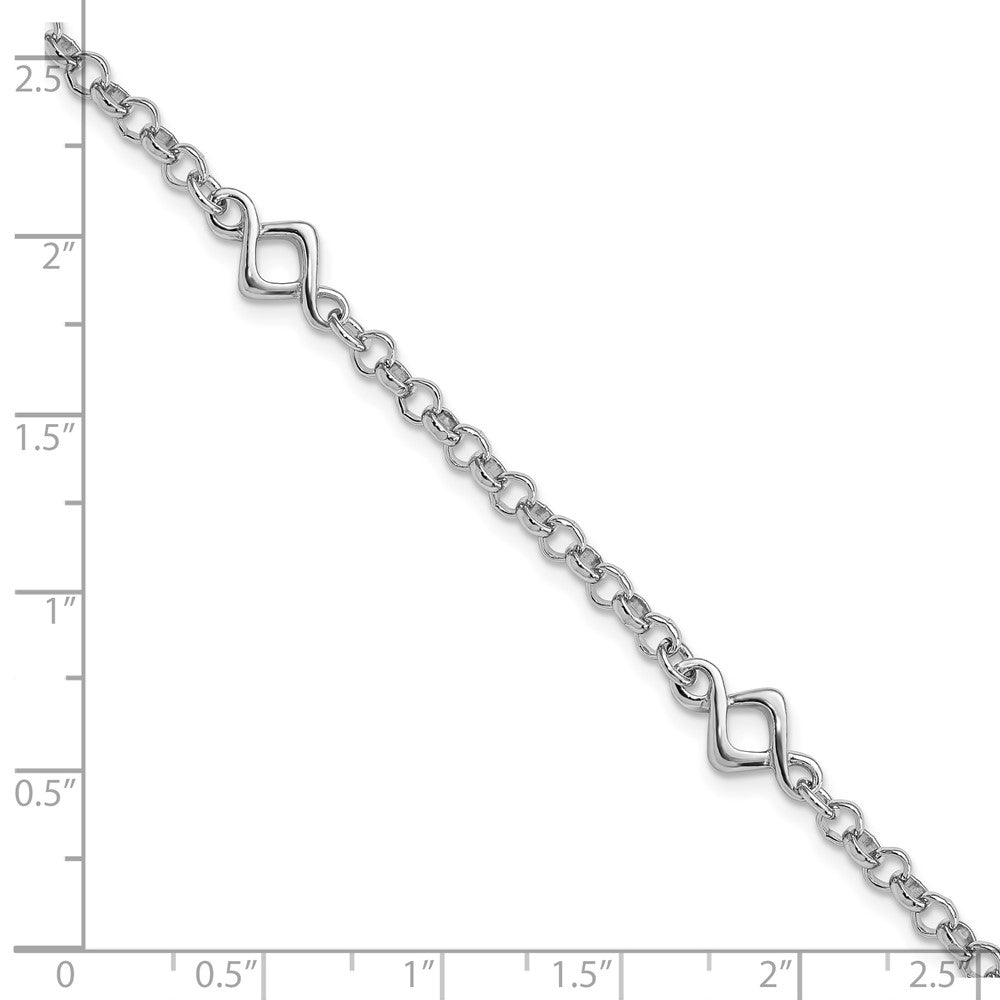 7.5 Zoll Sterlingsilber Rhodiniert Fantasie Armband