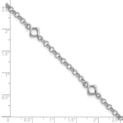 7.5 Zoll Sterlingsilber Rhodiniert Fantasie Armband