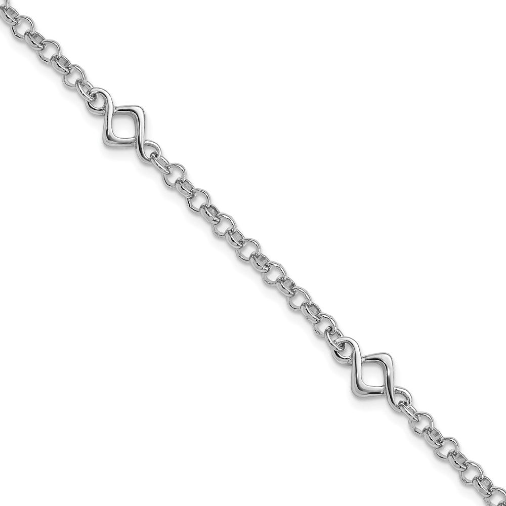 7.5 Zoll Sterlingsilber Rhodiniert Fantasie Armband