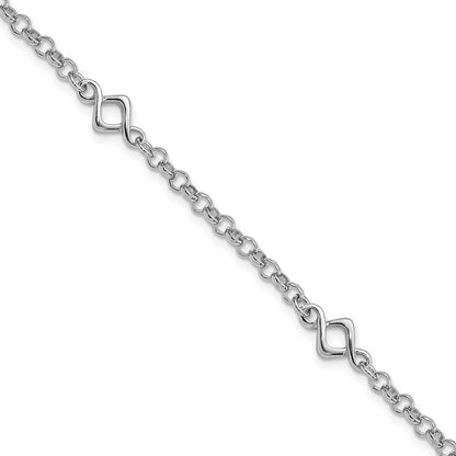 7.5 Zoll Sterlingsilber Rhodiniert Fantasie Armband