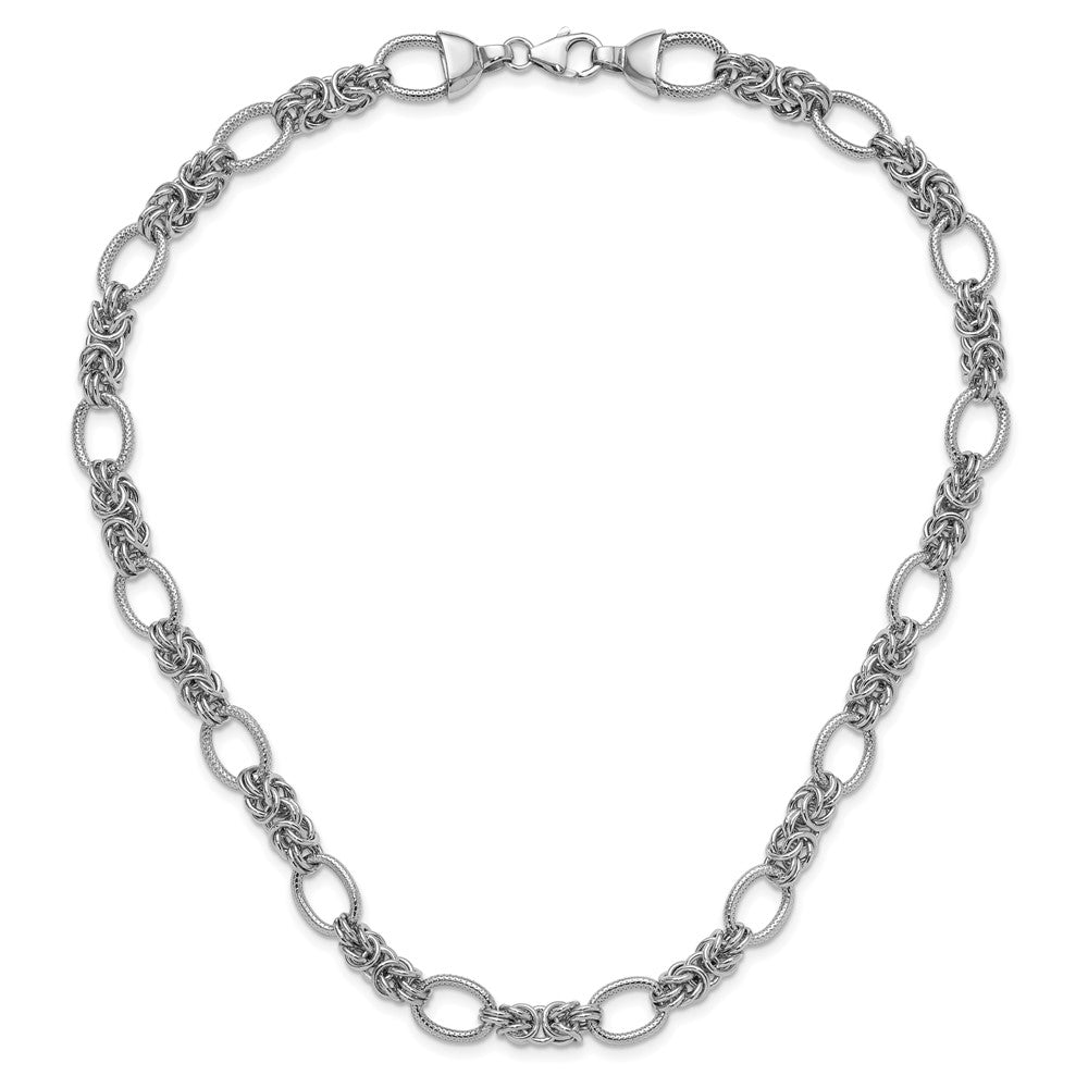 Sterlingsilber Rhodiniert Poliert und Strukturiert Halskette
