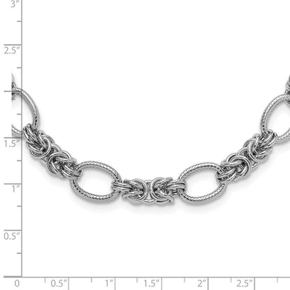Sterlingsilber Rhodiniert Poliert und Strukturiert Halskette