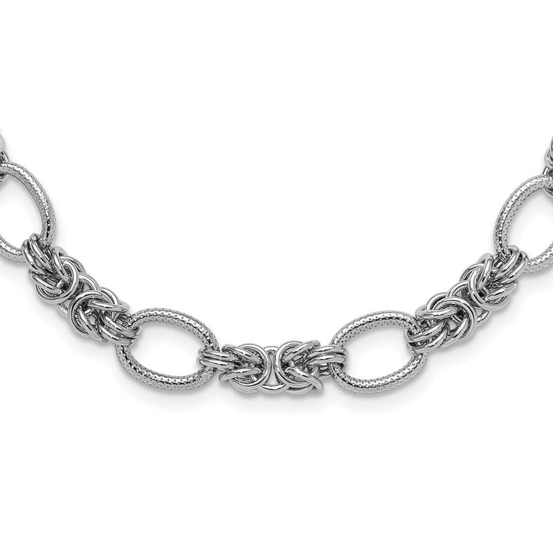 Sterlingsilber Rhodiniert Poliert und Strukturiert Halskette