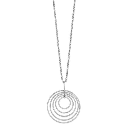 Sterlingsilber Rhodiniert Diamantiert Multi-circles mit 2 Zoll Verlängerung Halskette