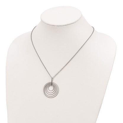 Sterlingsilber Rhodiniert Diamantiert Multi-circles mit 2 Zoll Verlängerung Halskette