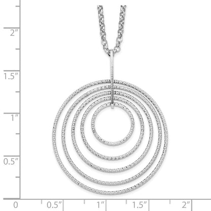 Sterlingsilber Rhodiniert Diamantiert Multi-circles mit 2 Zoll Verlängerung Halskette