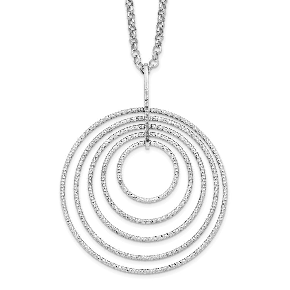 Sterlingsilber Rhodiniert Diamantiert Multi-circles mit 2 Zoll Verlängerung Halskette
