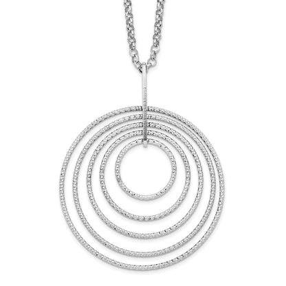 Sterlingsilber Rhodiniert Diamantiert Multi-circles mit 2 Zoll Verlängerung Halskette