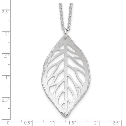 Sterlingsilber Rhodiniert Satiniert Ausgeschnitten Blatt Halskette