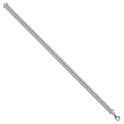 7 Zoll Sterlingsilber Poliert Zirkonia 2 Strang Armband