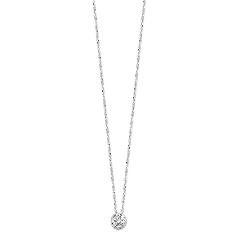 Sterlingsilber Rhodiniert 8mm Zargenfassung Zirkonia Halskette