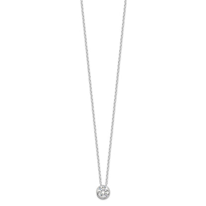 Sterlingsilber Rhodiniert 8mm Zargenfassung Zirkonia Halskette